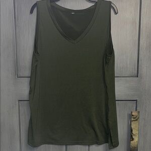 Amazon 2X Olive Green V-Neck Tank Top